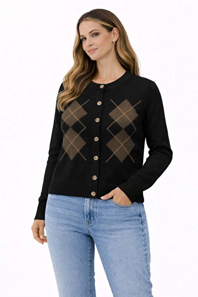 ModaPlaza Women's Diamond Pattern Cardigan 7011