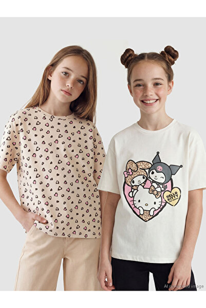 LC Waikiki Two Mt Shop Quality Hello Kitty Printed Girls' 2-Piece T-Shirt