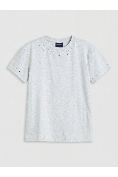 LC Waikiki Tricou pentru fete Gri Bis guler rotund shli de la GÜLİS GİYİM