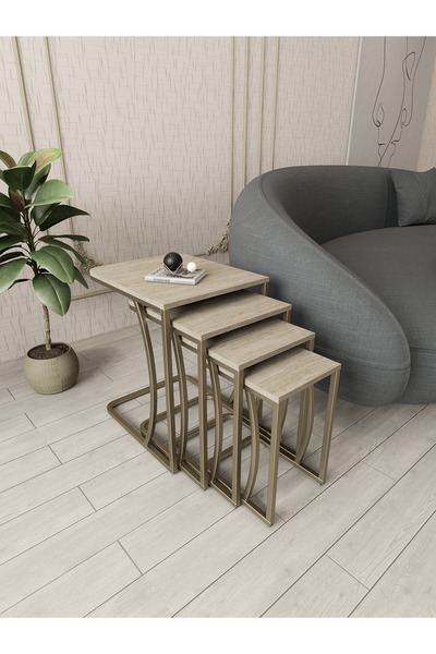 Huga Mobilya Melis Tekerli Zigon Sehpa, Yan Sehpa, Koltuk Altı Sehpası, C Sehpa