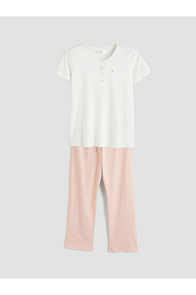 LC Waikiki Özmarka Νέα Σεζόν Cycling Neck Heart με τύπωμα Σετ Πιτζάμες Εγκυμο...