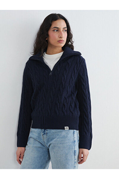 LC Waikiki Peak New Season Mock Neck Kendinden Patterned Women's Knitwear Car...