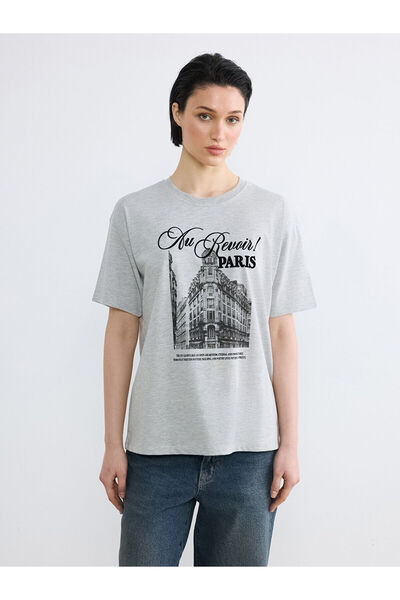 LC Waikiki Özmarka Νέα Σεζόν Παρίσι με τύπωμα oversized Γυναικείο T-Shirt