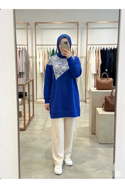 Azram Fashion Kadın çiçek detaylı tesettür tunik