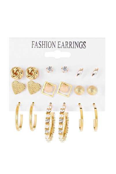 huitich Elegant Gold Colour Tone Earrings Set 6 Pairs with Crystal & Pearl Ac...