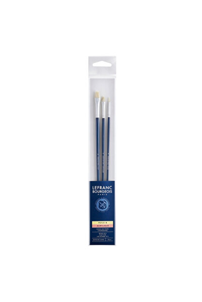 Lefranc Bourgeois Fine Hard Bristled Long Strappy Mixed Brush Set (No:4-8-4)