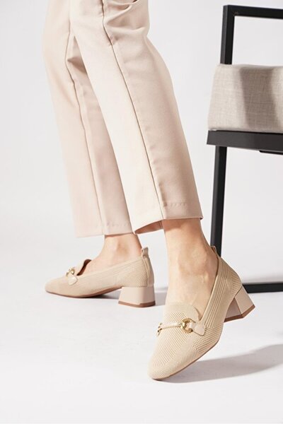 WHİTE LİNE 1069 Tricotaje de damă Pantofi eleganți cu toc gros tricotat