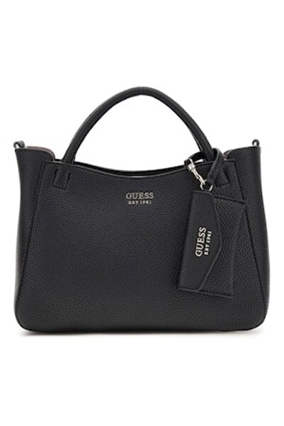 Guess Μπρέντον Μπλακ - Δερμάτινη Τσάντα Ώμου