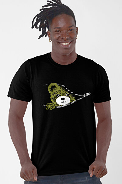 ROCKANDROLL Tricou negru pentru bărbați, cu mânecă scurtă, cu fermoar, model ...