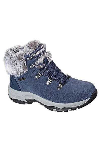 SKECHERS Women's Fur-Lined Lace-Up Ankle Boots Navy Blue EU 37