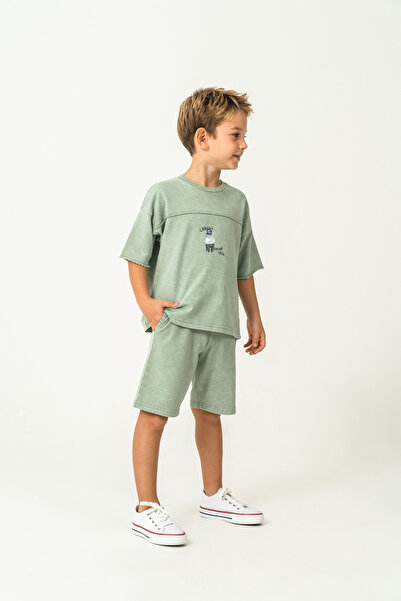ROLY POLY Set de două piese cu tricou și pantaloni scurți pentru băieți, Verde