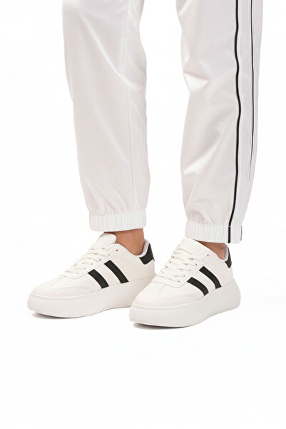 Aspor White Black High Sole Lace-Up Unisex Sneaker