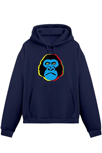 Rabona Fashion Φούτερ με κουκούλα σε γκρι χρώμα με στάμπα Pop Art Gorilla