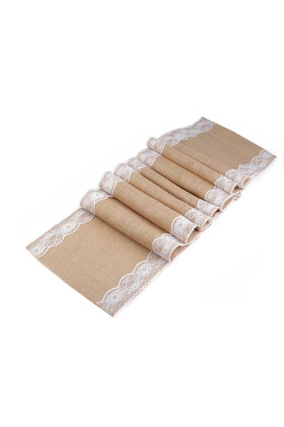 OEM Jute Table Runner with Lace, Rustic - Vintage Style