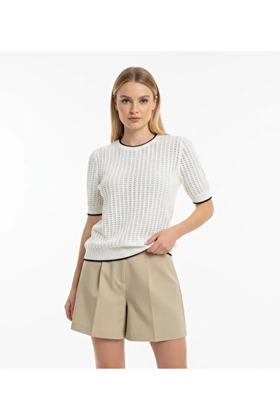 Park Karon Women's Crew Neck Knit Detail Knitwear Sweater 12442