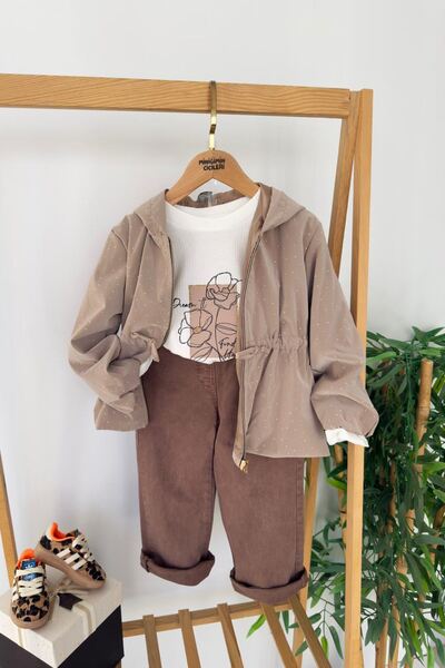 Minigimin Cicileri Set 3 piese pentru fetiță, cu haină de ploaie cu pietre, m...