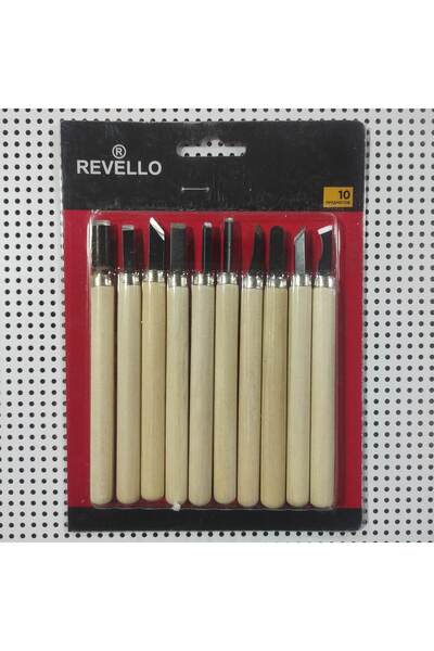 Revello Ağaç Ahşap Oyma Seti 10 Parça Hobi Seti