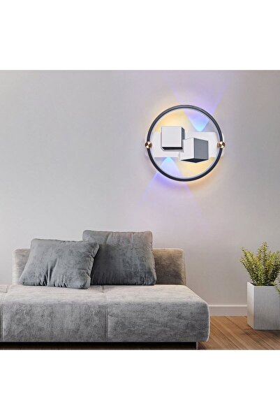 RFAN Aplică de perete LED 3D RFAN, Model B598, 3 tipuri de lumină, 56W, Alb/Gri