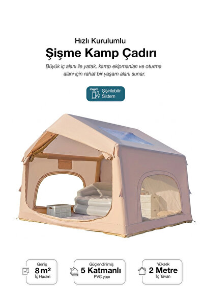 Kensa 6 Kişilik 4 Mevsim Su Geçirmez Şişme Kamp Çadırı 210D Oxford Kumaş 8 M2...