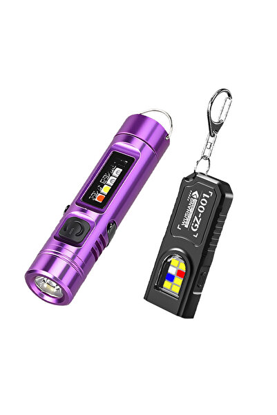 Choice3 Heinast Purple-Set Rechargeable Mini Flashlight Aluminum Alloy Keycha...