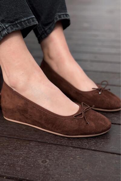 I Love Shoes Balerini de damă Stellor din piele intoarsa maro deschis cu toc ...