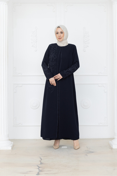 KMKkombin KADIN TAM BOY TAŞ İŞLEMELİ ŞIK ELBİSE-7018