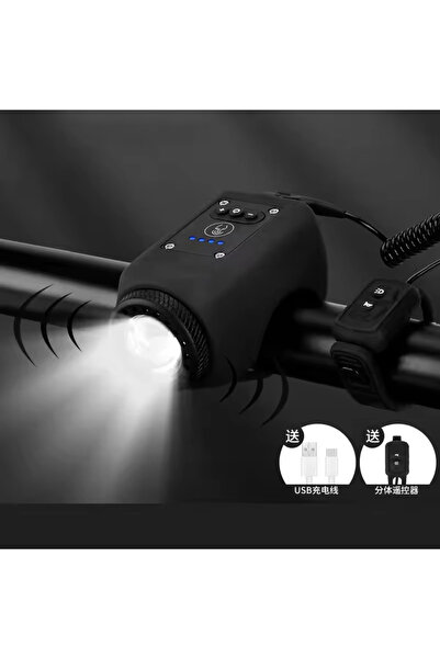 Choice بوق دراجة كهربائي أسود USB N1 2 في 1 بقوة 120 ديسيبل مع ضوء للدراجة، ب...