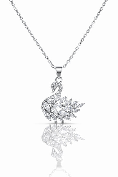 Nutly Accessories 925 Ayar Gümüş Kuğu Kolye Zirkon Taşlı – Zarif Kadın Kolye ...