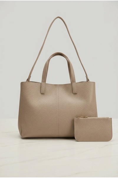 MRS.MODA Women's Mink Color Stylish Shoulder Bag and Clutch Bag Crisscross St...