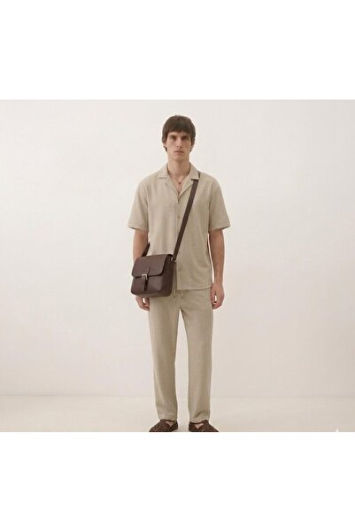 Weyeze Set cămașă și pantaloni cu mânecă scurtă pentru bărbați crep Vară Casu...