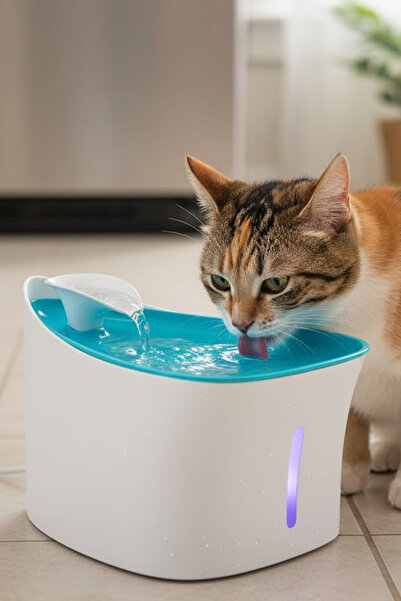 TechnoStation Kedi Köpek Evcil Hayvanlar İçin Sürekli Akan Dekor Şirin Su Pın...