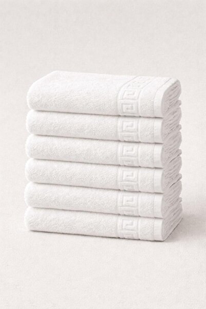 S&R 6 τεμάχια πετσέτες κεφαλής και προσώπου με γαλλικό σχέδιο 50x90 εκ. Λευκό...