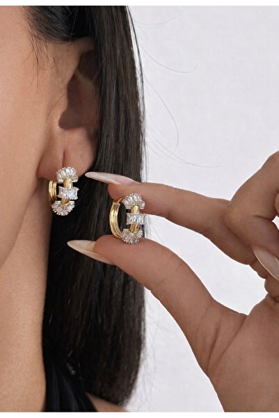 AychaAksesuar Vip series zircon stone small hoop modern earrings