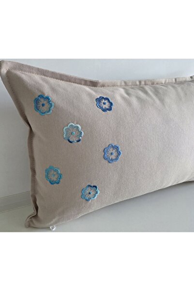 Fabric by Gülçin KOTON DUCK ÇİÇEK NAKIŞ İŞLEMELİ KUMAŞ DİKDÖRTGEN KIRLENT KILIFI