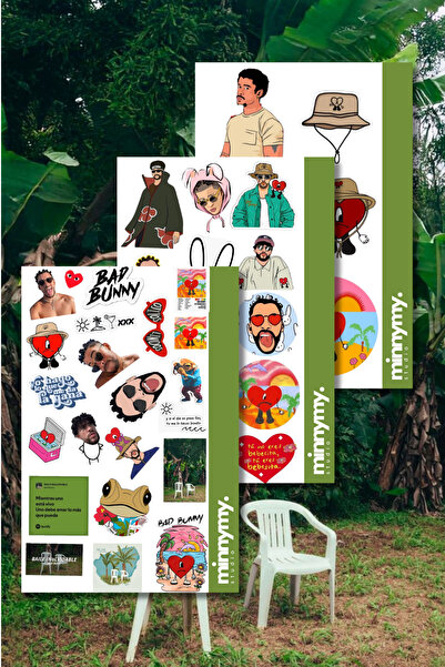 Minnymy Bad Bunny Collection Sticker, Çıkartma, Pinterest Günlük, Planlayıcı,...