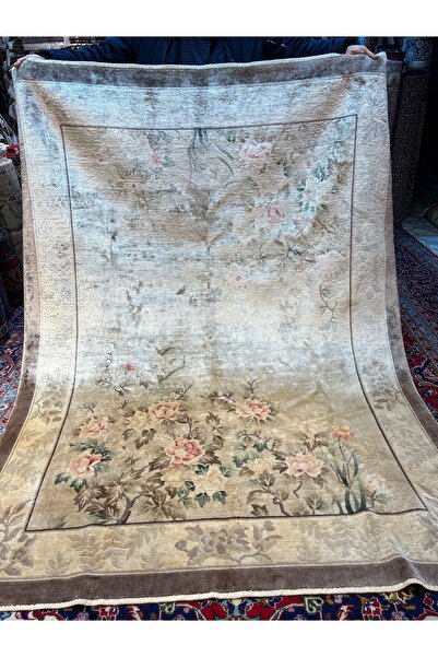 RD RAMAZAN DAĞ EL HALI SANATI El Dokuma Oymalı Çin İpek Halısı Ebat 220x166