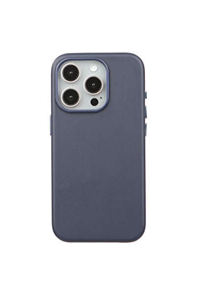 Casen iPhone 14 Pro Max Vegan Deri Gizli MagSafe Kılıf Lacivert Renk Premium ...
