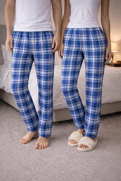 MODABOX 100% Cotton Combed Single Jersey Double Set of 2 Women's and Men's Pa...