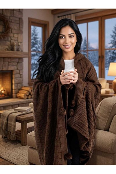 DECORA CASA HOME COLLECTİON Knitted Knitwear Braided Tv Blanket Si-Leg Shawl,...