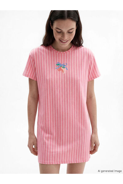 LC Waikiki Rmz Gi̇yi̇m Farkiyla Zero Roba Collar Striped Women's Nightgown