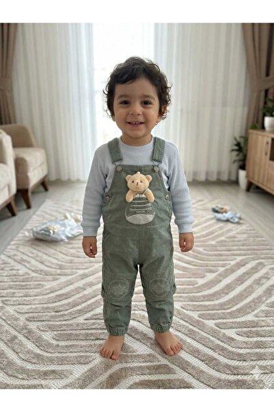 Kids ERKEK ÇOCUK BAHÇIVAN ASKILI SLOPET KOT TULUM VE BEYAZ BADİ TAKIM