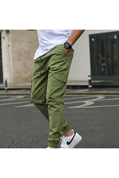 SERAZAT Cargo Pocket Trousers Cotton Lycra Elastic Cuff Cargo Pants