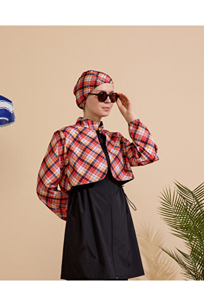 GAVLİA Women's Hijab Swimsuit Set of 4 - Half Zipper Closure..