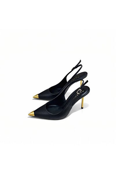 PATRON SHOES Genuine Leather Steel Toe Steel Heel 9 cm Heeled Women's Stilett...