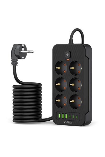 Tech-Protect PC6X6 Προστασία από υπερτάσεις 6 AC + 3 USB-A + 3 USB-C 2m