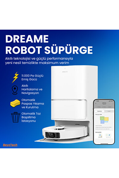 Dreame Premium Robot Süpürge Tam Otomatik Temizlik İstasyonlu Akıllı Paspaslı...