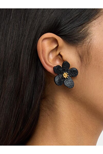 PARFOIS Maxi Çiçek Deri Efektli Küpe