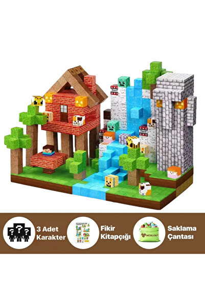 McBlok Minecraft Manyetik Küp Blok Orman Temalı Yapı Taşı 150 Parça