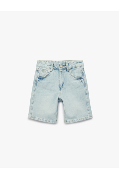 Koton Cotton Buttons Pocketed Denim Capri Shorts