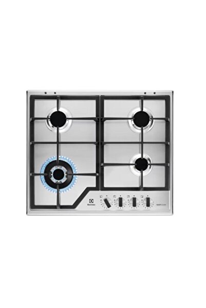 Electrolux Plită incorporabilă pe gaz KGS64362XX 60 cm, 4 arzătoare, Wok, fontă